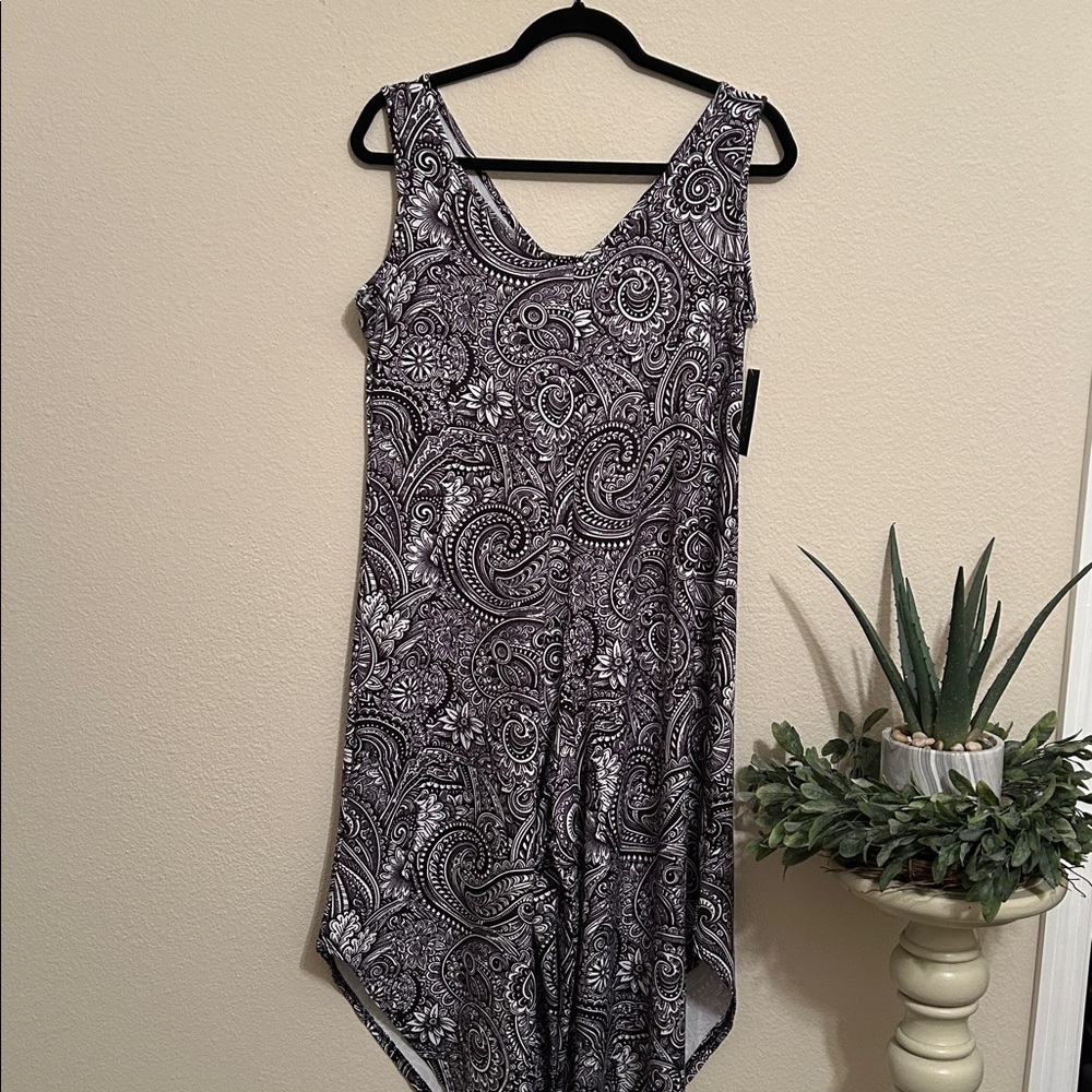 Tiana B. Black and White Paisley Jumpsuit